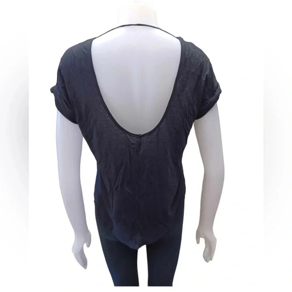 Free People Go Within Black White T Shirt Open Back  Size XS - Picture 2 of 8